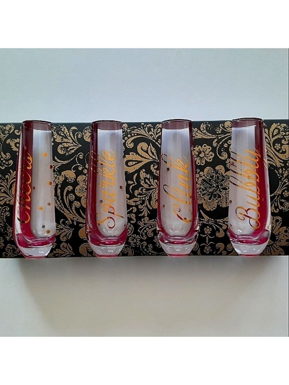 Christian Siriano Decorative Champagne Flutes Set Of Four New